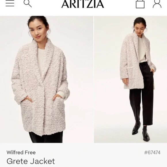 Aritzia Wilfred Free Grete Teddy Jacket Cream XS - Picture 2 of 11